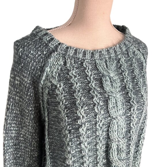 Wooden Ships cable knit pattern sweater size M/L teal blue green wool mohair - Picture 5 of 7